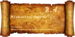 Miskovity Ambró névjegykártya